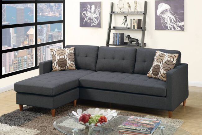 F7094<DIV> Reversible Sectional Set W/ 2 Accent Pillows