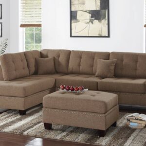 F6504<DIV> 3pc Reversible Sectional Sofa Set W/ Ottoman