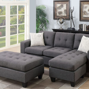F6920<DIV> 3pc Reversible Sectional Sofa Set W/ Ottoman
