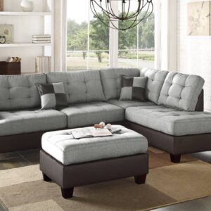 F6858<DIV> 3pc Reversible Sectional Sofa Set W/ Ottoman