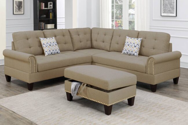 F6476<DIV> 3-Piece Sectional Set W/ Ottoman