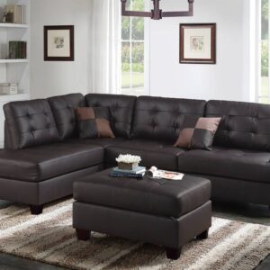 F6855<DIV> 3pc Reversible Sectional Sofa Set W/ Ottoman