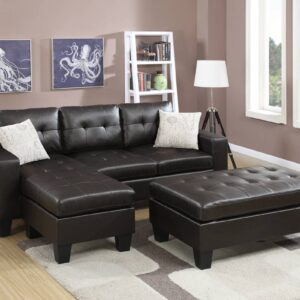 F6927<DIV> 3pc Reversible Sectional Sofa Set W/ Ottoman